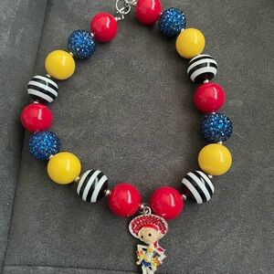 Disney Red, Yellow, and Blue Beaded Necklace with Character Charm